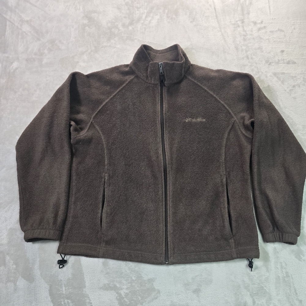 Columbia Brown Fleece Jacket Women's XL Full Zip Polyester Outdoor Warm